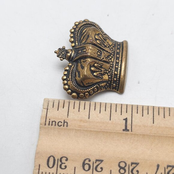 Antique Brass Royal Crown Brooch C Clasp - Picture 4 of 4